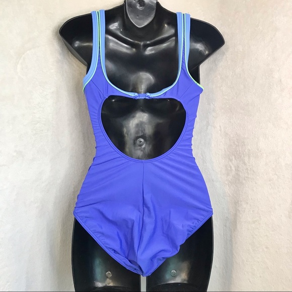 Vintage Christina one piece swimsuit made in Canada blue sports bathing suit - Picture 3 of 7